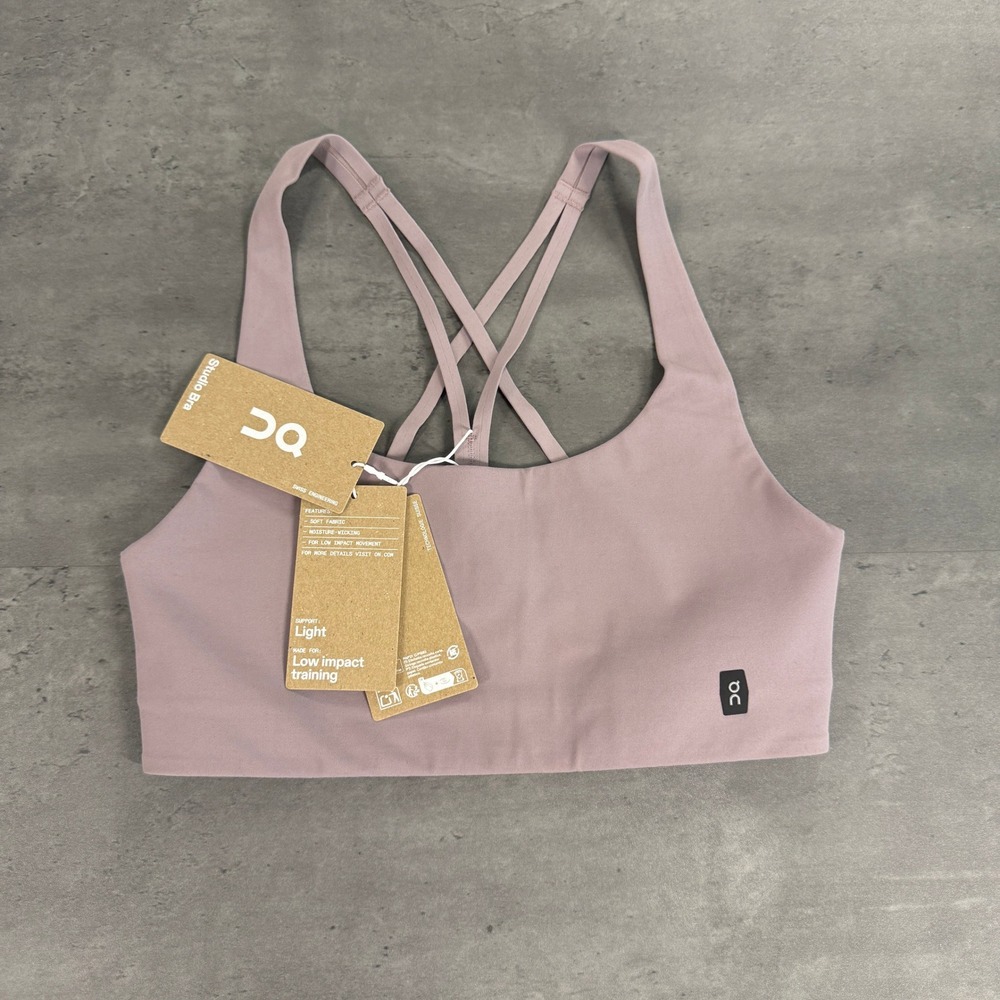 On Cloud Running Studio Bra XS Mauve Strappy Light Support Low Impact Yoga Gym
